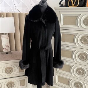 Angora trench coat with real Fox fur